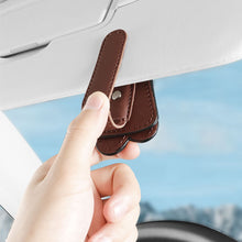 Load image into Gallery viewer, Car Sun Visor Glasses Holder Frame Auto Fastener Clip Glasses Ticket Document Holder Accessories Automobiles PU Leather/Suede