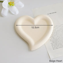 Load image into Gallery viewer, Ins Plate Heart Circle Gypsum Jewelry Plate Snacks Dessert Storage Tray Enamel Trinket Dish Photography Props