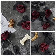 Load image into Gallery viewer, Retro Black Simulation Rose Fake Flowers Artificial Plant Decorative Flowers Home Decor Wedding Decoration Photo Props