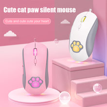 Load image into Gallery viewer, CW918 RGB Wired Mouse with Cute Cat Paw 6 Levels Adjustable 7200 DPI Precise Optical Silent Gaming Mice