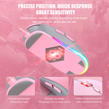 Load image into Gallery viewer, CW918 RGB Wired Mouse with Cute Cat Paw 6 Levels Adjustable 7200 DPI Precise Optical Silent Gaming Mice