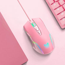 Load image into Gallery viewer, CW905 Pink Wired Gaming Mouse 7 Programmable Buttons 6 Levels Adjustable DPI 7 RGB Lighting Modes Ergonomic Mice for PC