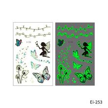 Load image into Gallery viewer, Cartoon Children Butterfly Glow-in-the-dark Tattoo Sticker Waterproof Temporary Tattoo Stickers Flower Women Fairy Child Tattoo Sticker