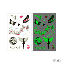 Load image into Gallery viewer, Cartoon Children Butterfly Glow-in-the-dark Tattoo Sticker Waterproof Temporary Tattoo Stickers Flower Women Fairy Child Tattoo Sticker