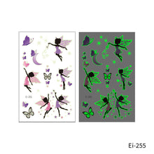 Load image into Gallery viewer, Cartoon Children Butterfly Glow-in-the-dark Tattoo Sticker Waterproof Temporary Tattoo Stickers Flower Women Fairy Child Tattoo Sticker
