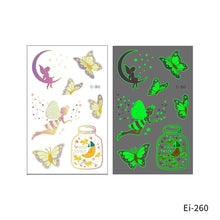 Load image into Gallery viewer, Cartoon Children Butterfly Glow-in-the-dark Tattoo Sticker Waterproof Temporary Tattoo Stickers Flower Women Fairy Child Tattoo Sticker