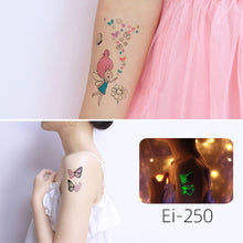 Load image into Gallery viewer, Cartoon Children Butterfly Glow-in-the-dark Tattoo Sticker Waterproof Temporary Tattoo Stickers Flower Women Fairy Child Tattoo Sticker