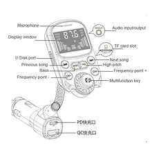 Load image into Gallery viewer, PD Fast Charge Bluetooth Hands-free Car Charger FM Transmitter Car MP3 Player Cigarette Lighter U Disk Card BC86