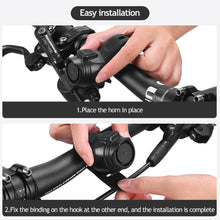 Load image into Gallery viewer, 6 Modes USB Rechargeable Bicycle Electric Bell Horn Handlebar MTB Road Cycling Anti-theft Alarm Horn Motorcycle Bike Accessories
