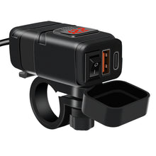 Load image into Gallery viewer, QC3.0 Motorcycle USB Charger Handlebar Fast Charging Waterproof 12V Autocycle USB Socket Adapter With Voltmeter Motorcycle Accessories