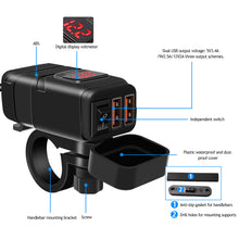 Load image into Gallery viewer, QC3.0 Motorcycle USB Charger Handlebar Fast Charging Waterproof 12V Autocycle USB Socket Adapter With Voltmeter Motorcycle Accessories