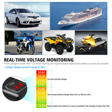 Load image into Gallery viewer, QC3.0 Motorcycle USB Charger Handlebar Fast Charging Waterproof 12V Autocycle USB Socket Adapter With Voltmeter Motorcycle Accessories