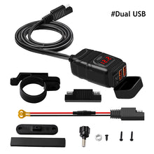 Load image into Gallery viewer, QC3.0 Motorcycle USB Charger Handlebar Fast Charging Waterproof 12V Autocycle USB Socket Adapter With Voltmeter Motorcycle Accessories