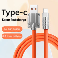 Load image into Gallery viewer, 120W Metal USB Protection Charge Cable Fast Charging Data Cable For Micro Type-C Silicone Quickly Charge With Cable Organizer