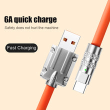Load image into Gallery viewer, 120W Metal USB Protection Charge Cable Fast Charging Data Cable For Micro Type-C Silicone Quickly Charge With Cable Organizer