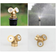 Load image into Gallery viewer, 1/2" Misting Nozzle Brass Atomizing Spray Fitting Nebulizer Hose Connector Water Sprinkler Adjustable for Garden Lawn Irrigation