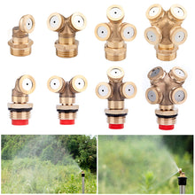 Load image into Gallery viewer, 1/2" Misting Nozzle Brass Atomizing Spray Fitting Nebulizer Hose Connector Water Sprinkler Adjustable for Garden Lawn Irrigation