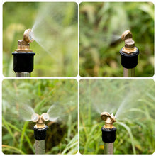 Load image into Gallery viewer, 1/2" Misting Nozzle Brass Atomizing Spray Fitting Nebulizer Hose Connector Water Sprinkler Adjustable for Garden Lawn Irrigation