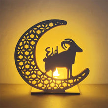 Load image into Gallery viewer, Wooden EID Mubarak LED Light Decoration Ramadan Mubarak Ornaments Islamic Muslim Pendant Eid Al Adha Party Supplies