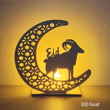 Load image into Gallery viewer, Wooden EID Mubarak LED Light Decoration Ramadan Mubarak Ornaments Islamic Muslim Pendant Eid Al Adha Party Supplies