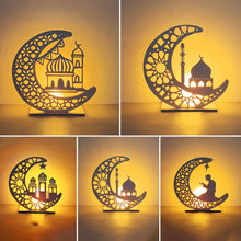 Load image into Gallery viewer, Wooden EID Mubarak LED Light Decoration Ramadan Mubarak Ornaments Islamic Muslim Pendant Eid Al Adha Party Supplies