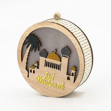 Load image into Gallery viewer, Wooden EID Mubarak LED Light Decoration Ramadan Mubarak Ornaments Islamic Muslim Pendant Eid Al Adha Party Supplies