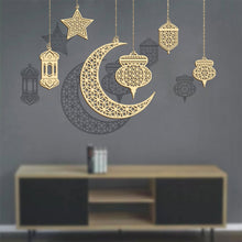 Load image into Gallery viewer, Eid Mubarak Decor Wooden Hanging Pendant Star Moon DIY Ornament Ramadan Kareem Gift Al Adha Islam Muslim Party Supplies