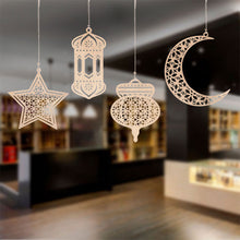 Load image into Gallery viewer, Eid Mubarak Decor Wooden Hanging Pendant Star Moon DIY Ornament Ramadan Kareem Gift Al Adha Islam Muslim Party Supplies