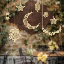 Load image into Gallery viewer, Eid Mubarak Decor Wooden Hanging Pendant Star Moon DIY Ornament Ramadan Kareem Gift Al Adha Islam Muslim Party Supplies