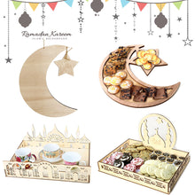 Load image into Gallery viewer, Wooden Ramadan Eid Mubarak Food Tray for Home Cake Display Islam Muslim Eid Al Adha Party Supplies Ramadan Kareem Eid Gifts