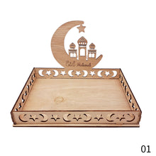 Load image into Gallery viewer, Wooden Ramadan Eid Mubarak Food Tray for Home Cake Display Islam Muslim Eid Al Adha Party Supplies Ramadan Kareem Eid Gifts