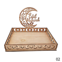Load image into Gallery viewer, Wooden Ramadan Eid Mubarak Food Tray for Home Cake Display Islam Muslim Eid Al Adha Party Supplies Ramadan Kareem Eid Gifts