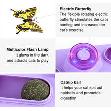 Load image into Gallery viewer, Automatic Electric Rotating Cat Toy with Bell Ball Colorful Butterfly Shape Plastic Funny Pet Kitten Interactive Training Toys