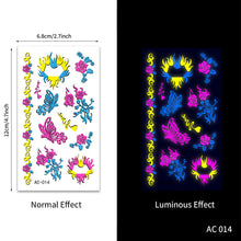 Load image into Gallery viewer, Creative Fluorescent Arm Face Tattoo Stickers Waterproof Club Party Geometric Dragon Rose Luminous Arm Tattoo Stickers
