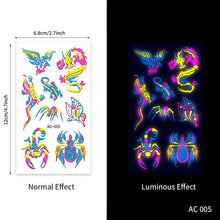 Load image into Gallery viewer, Creative Fluorescent Arm Face Tattoo Stickers Waterproof Club Party Geometric Dragon Rose Luminous Arm Tattoo Stickers
