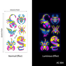 Load image into Gallery viewer, Creative Fluorescent Arm Face Tattoo Stickers Waterproof Club Party Geometric Dragon Rose Luminous Arm Tattoo Stickers