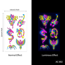 Load image into Gallery viewer, Creative Fluorescent Arm Face Tattoo Stickers Waterproof Club Party Geometric Dragon Rose Luminous Arm Tattoo Stickers