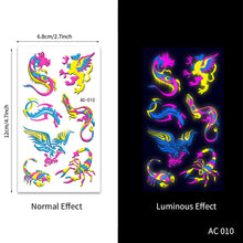 Load image into Gallery viewer, Creative Fluorescent Arm Face Tattoo Stickers Waterproof Club Party Geometric Dragon Rose Luminous Arm Tattoo Stickers