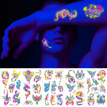 Load image into Gallery viewer, Creative Fluorescent Arm Face Tattoo Stickers Waterproof Club Party Geometric Dragon Rose Luminous Arm Tattoo Stickers