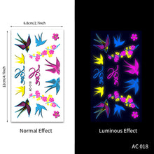 Load image into Gallery viewer, Creative Fluorescent Arm Face Tattoo Stickers Waterproof Club Party Geometric Dragon Rose Luminous Arm Tattoo Stickers