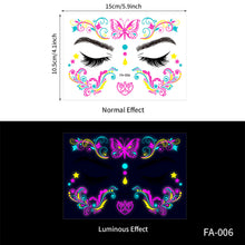Load image into Gallery viewer, Creative Fluorescent Arm Face Tattoo Stickers Waterproof Music Festival Geometric butterfly Luminous Arm Tattoo Stickers