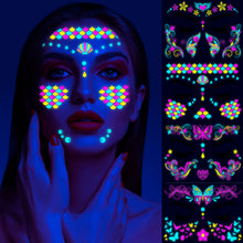 Load image into Gallery viewer, Creative Fluorescent Arm Face Tattoo Stickers Waterproof Music Festival Geometric butterfly Luminous Arm Tattoo Stickers