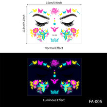Load image into Gallery viewer, Creative Fluorescent Arm Face Tattoo Stickers Waterproof Music Festival Geometric butterfly Luminous Arm Tattoo Stickers