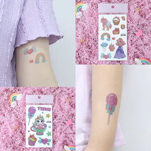 Load image into Gallery viewer, Cute Cartoon Glitter Tattoo Sticker Kids Temporary Tattoo Sticker Girls Waterproof Princess Bear Colorful Tattoo Stickers