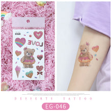 Load image into Gallery viewer, Cute Cartoon Glitter Tattoo Sticker Kids Temporary Tattoo Sticker Girls Waterproof Princess Bear Colorful Tattoo Stickers