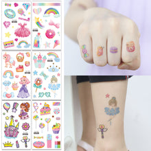 Load image into Gallery viewer, Cute Cartoon Glitter Tattoo Sticker Kids Temporary Tattoo Sticker Girls Waterproof Princess Bear Colorful Tattoo Stickers
