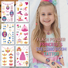 Load image into Gallery viewer, Cute Cartoon Princess Glitter Tattoo Sticker Kids Temporary Tattoo Sticker Girls Waterproof Party Glitter Tattoo Sticker