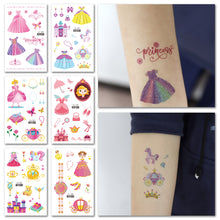 Load image into Gallery viewer, Cute Cartoon Princess Glitter Tattoo Sticker Kids Temporary Tattoo Sticker Girls Waterproof Party Glitter Tattoo Sticker