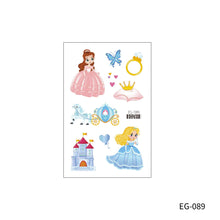Load image into Gallery viewer, Cute Cartoon Princess Glitter Tattoo Sticker Kids Temporary Tattoo Sticker Girls Waterproof Party Glitter Tattoo Sticker