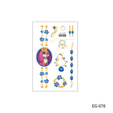 Load image into Gallery viewer, Cute Cartoon Princess Glitter Tattoo Sticker Kids Temporary Tattoo Sticker Girls Waterproof Party Glitter Tattoo Sticker